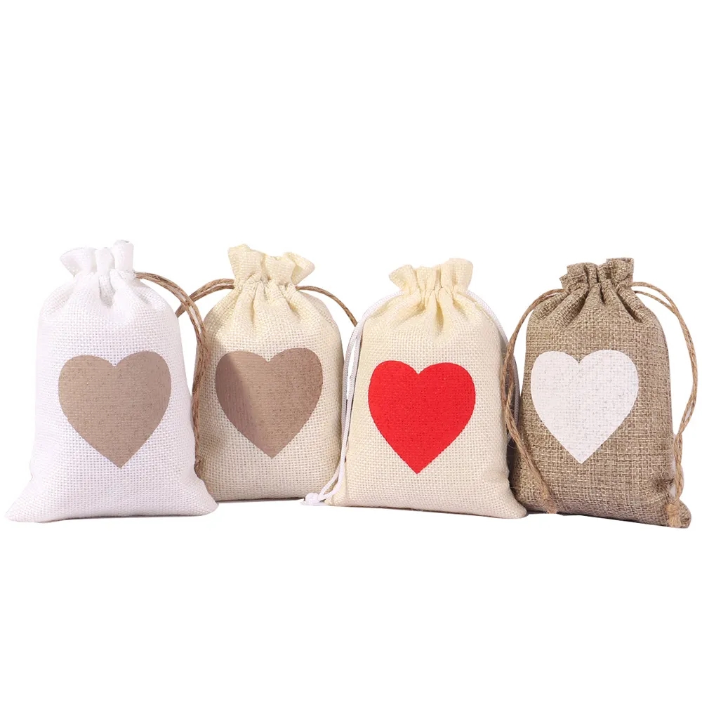 Custom Jute Drawstring Gift Bag - 4''w x 5.5''h 6
