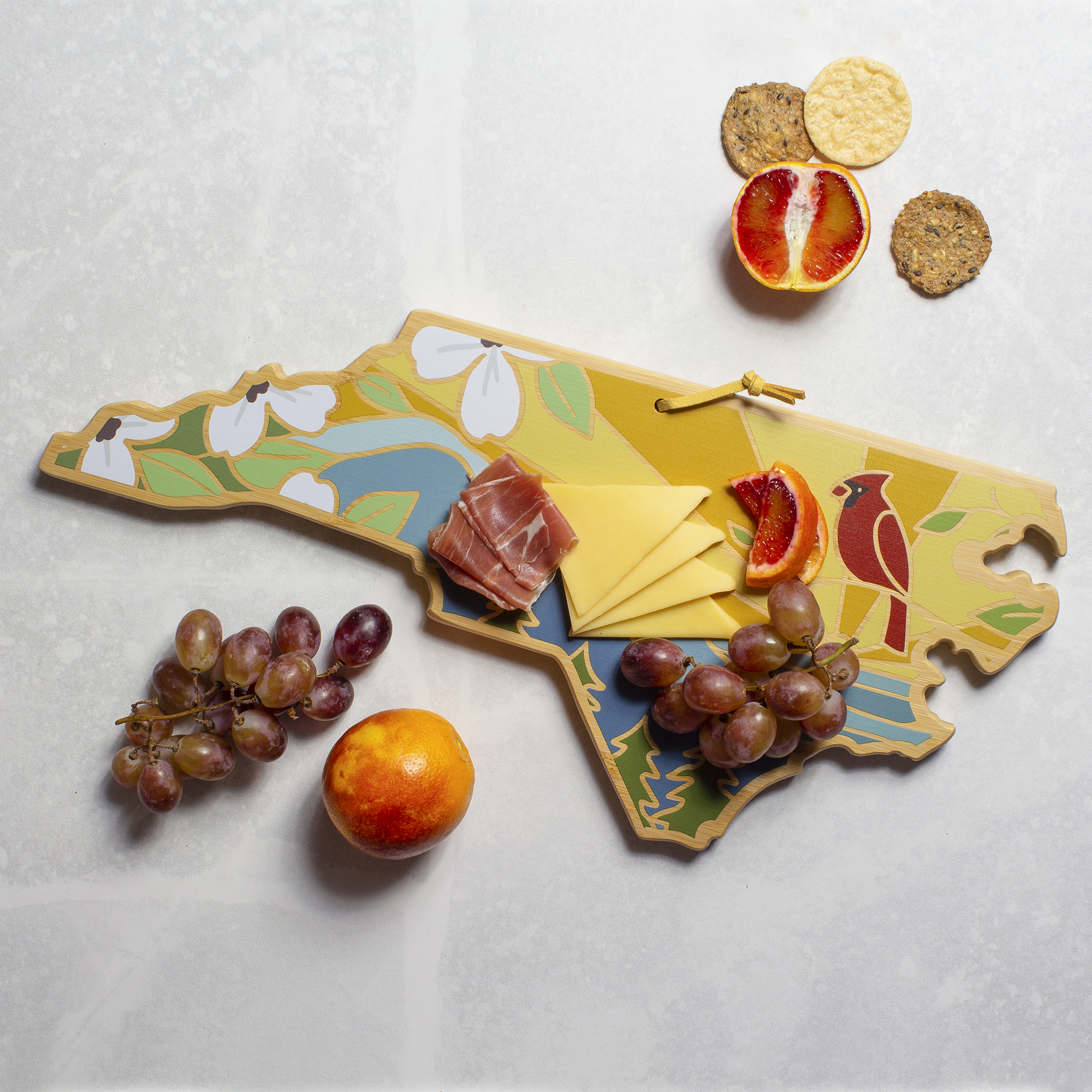 North Carolina State Shaped Serving and Cutting Board with Artwork by Summer Stokes 5