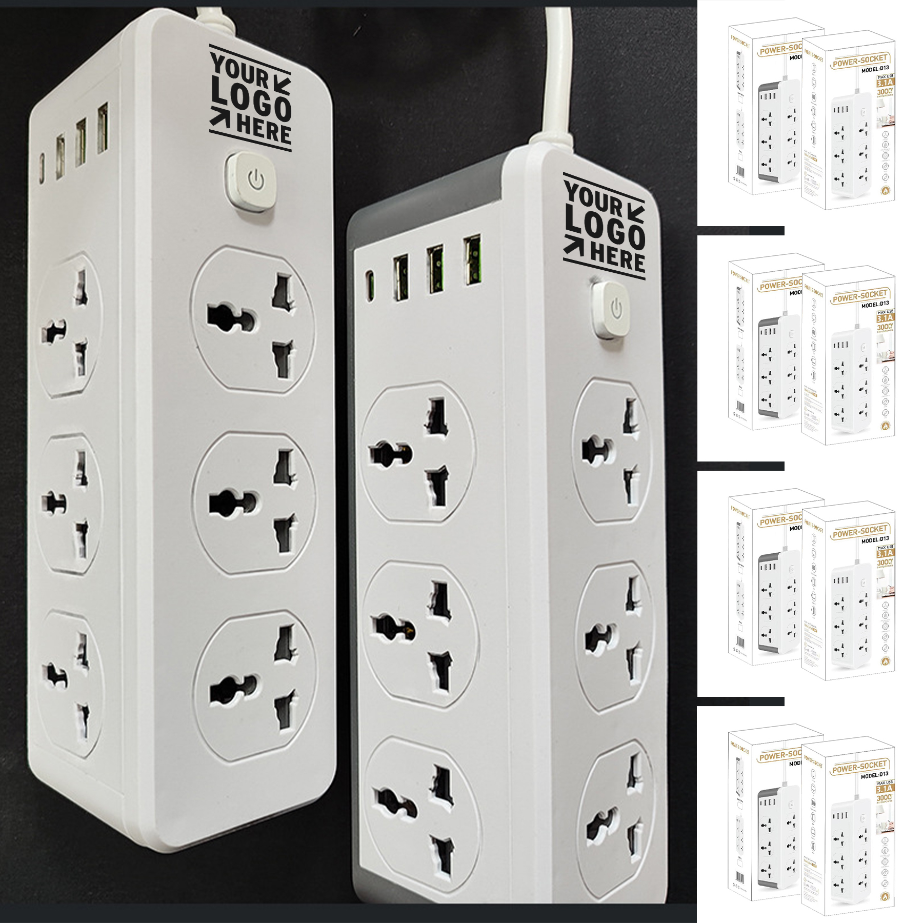 Power Strip Surge Protector - 6 Widely Outlets with 4 USB Ports (1 USB C) 2m Power Cord 2