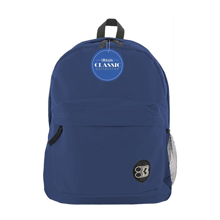 17" Classic Backpacks - Navy Blue Mesh Pocket 2