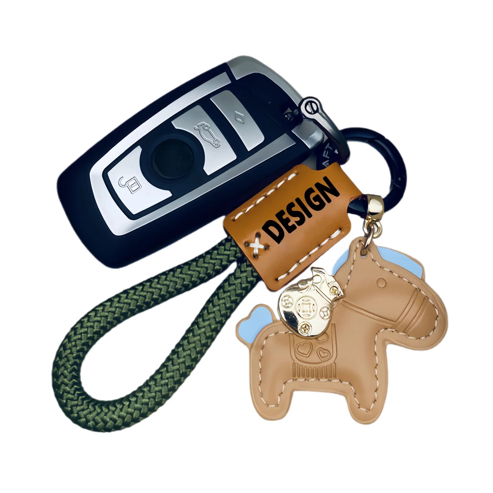 Lucky Horse Handmade Leather Car Keychain