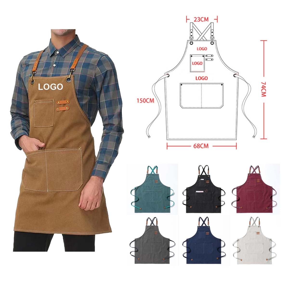 Canvas Cross Back Adjustable Apron 1