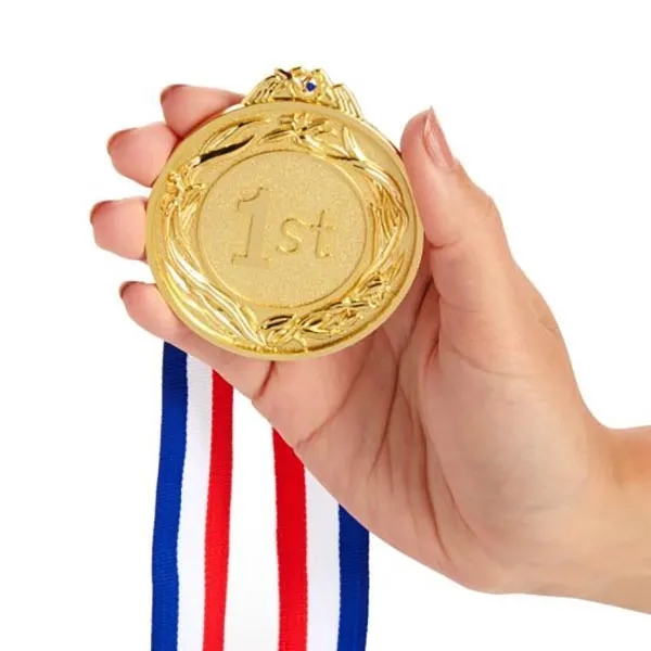 6 Pack 1st Place Gold Medals with 16 Inch Neck Ribbon 9