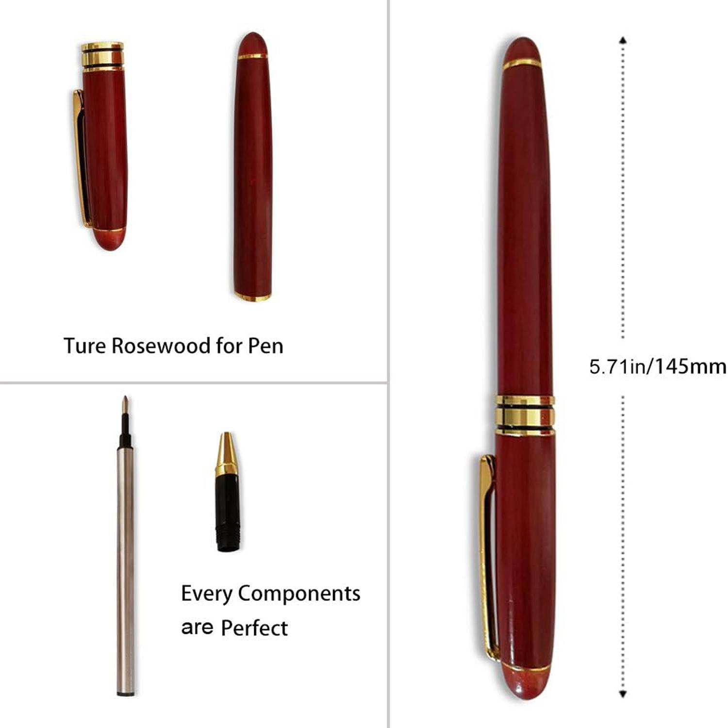 3Pcs Smooth Writing Wooden Pen Set w/ Case 6
