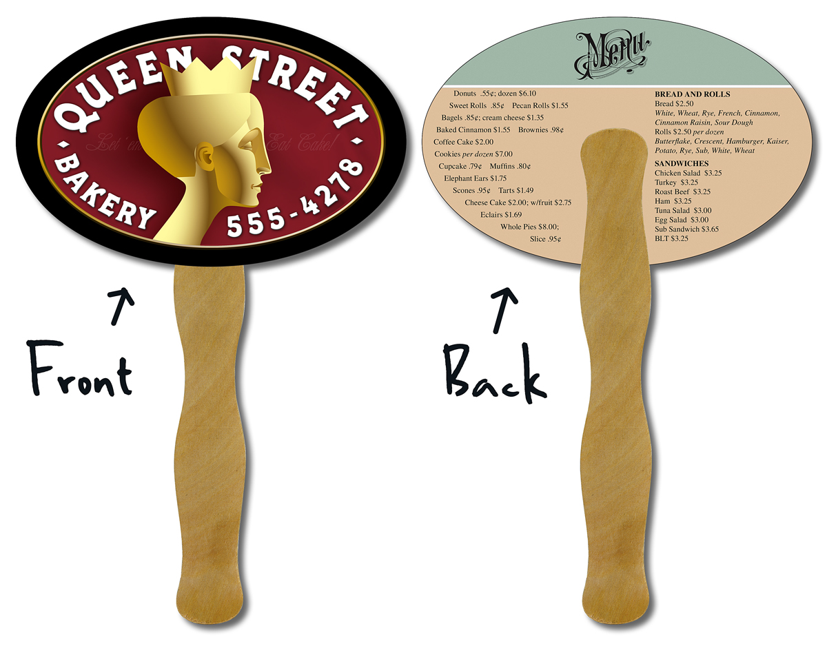 Mini Hand Fan - 6.25x4 Oval Shaped Laminated - 14 pt. 3