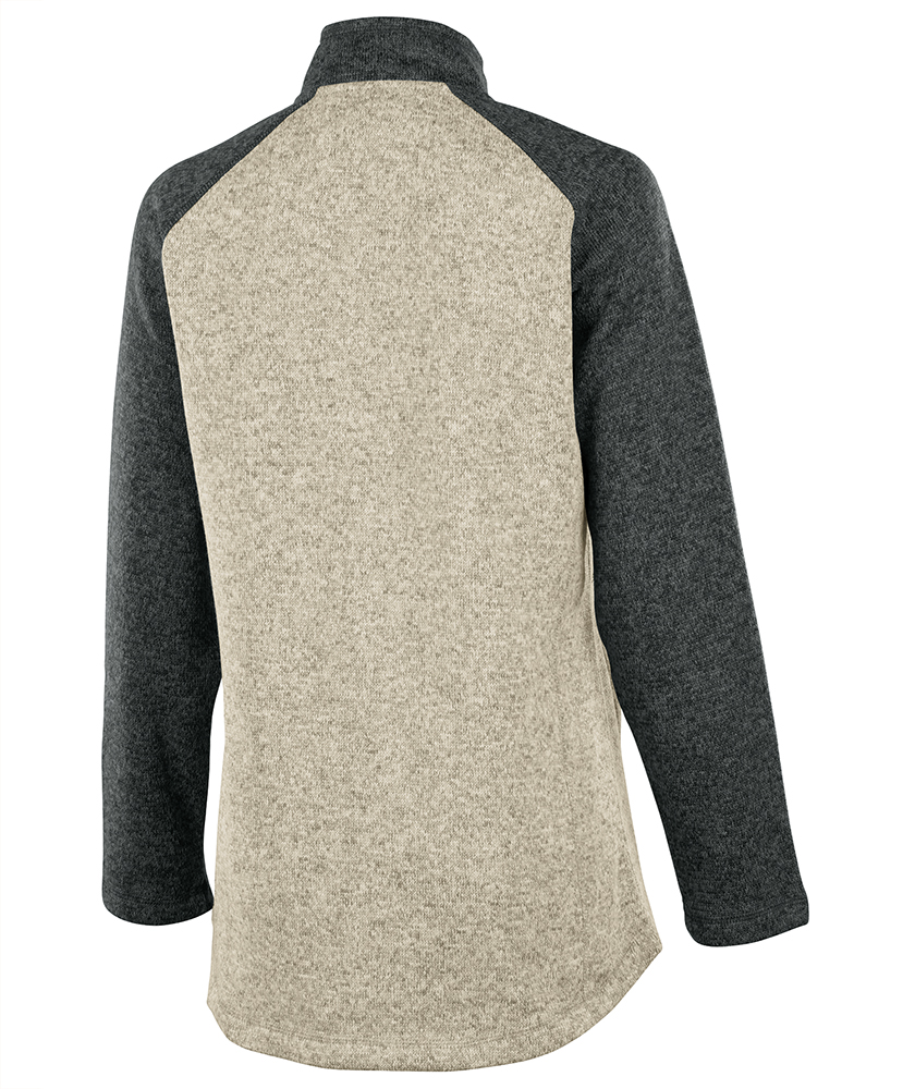 Women's Quarter Zip Color Blocked Heathered Fleece
