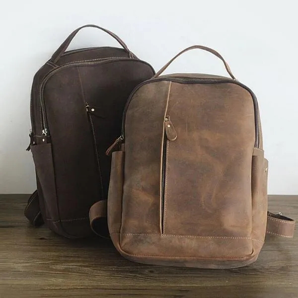 Men's Genuine Leather Laptop Backpack 4