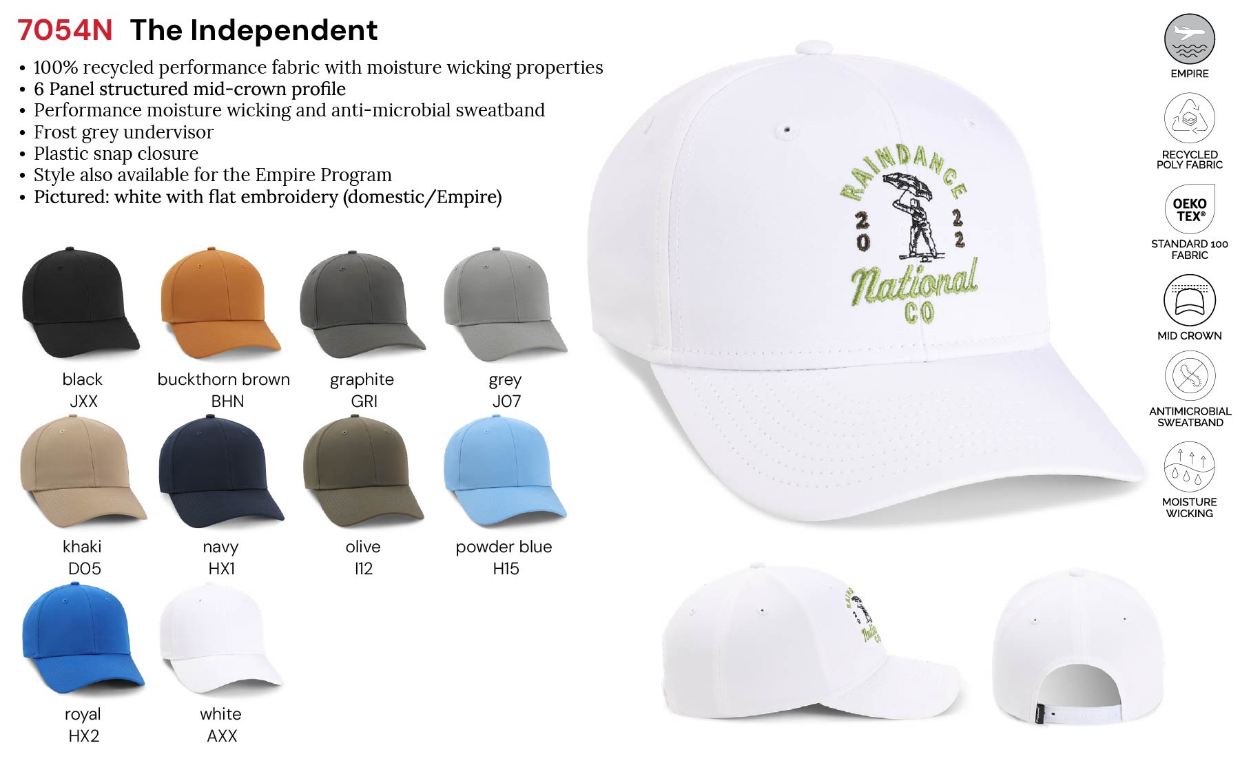 Imperial 7054N The Independent Structured Performance Cap w/ Leatherette Patches or Embroidery 5