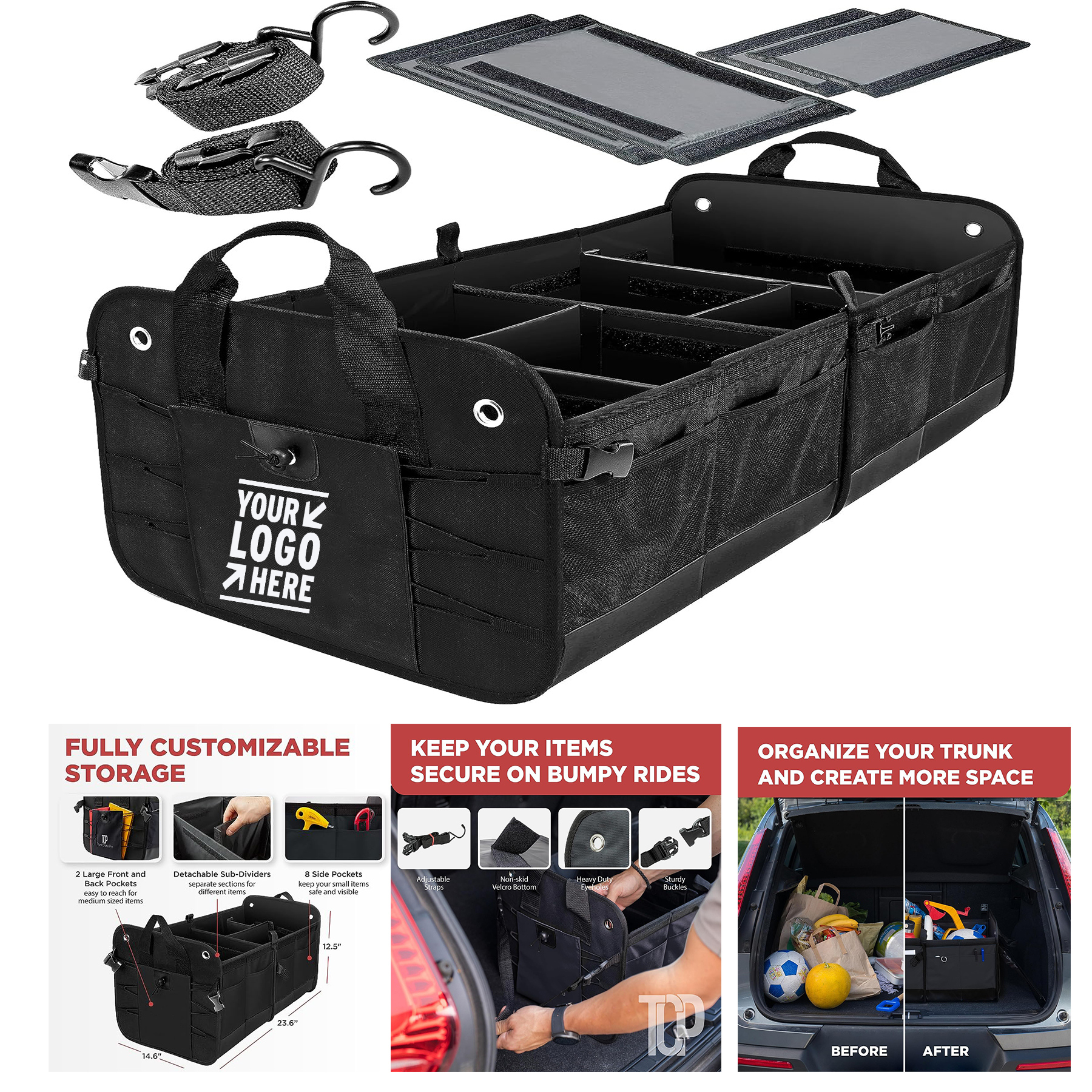 SUV Truck Car XL Premium Adjustable Compartment Foldable Heavy Load Cargo Storage Organizer