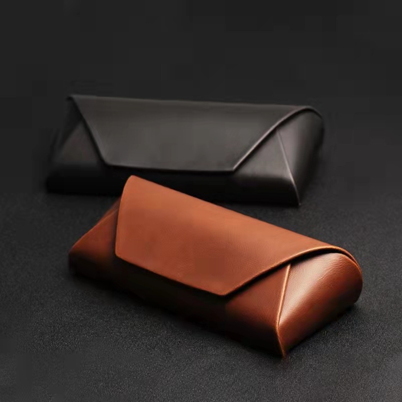 Super Hot Customized Logo Eyeglasses Box Retro Vintage Glasses Pouches PU Eyewear Bag Leather Custom 5