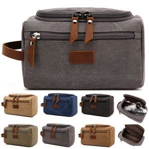 Canvas Leather Cosmetic Makeup Travel Toiletry Bag 2