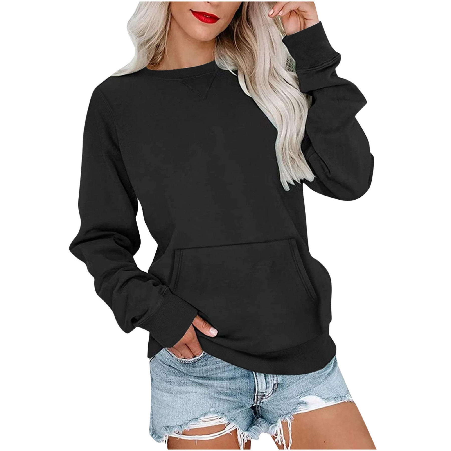 Casual Womens Sweatshirts Crewneck Long Sleeve Tops, custom hoodie or sweatshirt with logo imprint 9