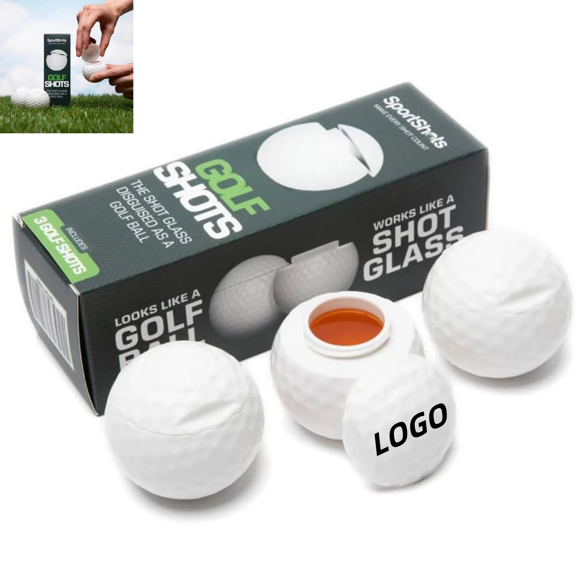 1.5oz Golf Ball Shaped Shot Bottle 1