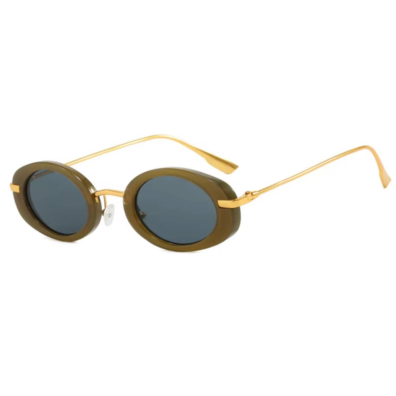 Unisex Oval Metal Temple Sunglasses 9