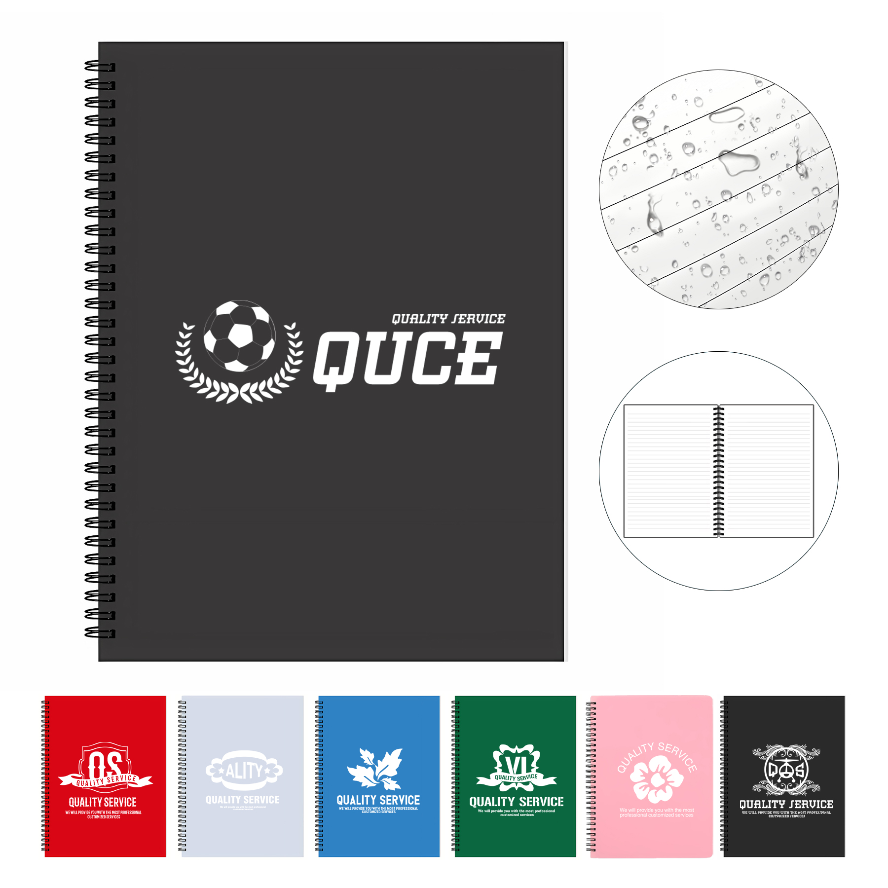 Reusable A5 80 Sheet Waterproof Lined Spiral Notebook 2