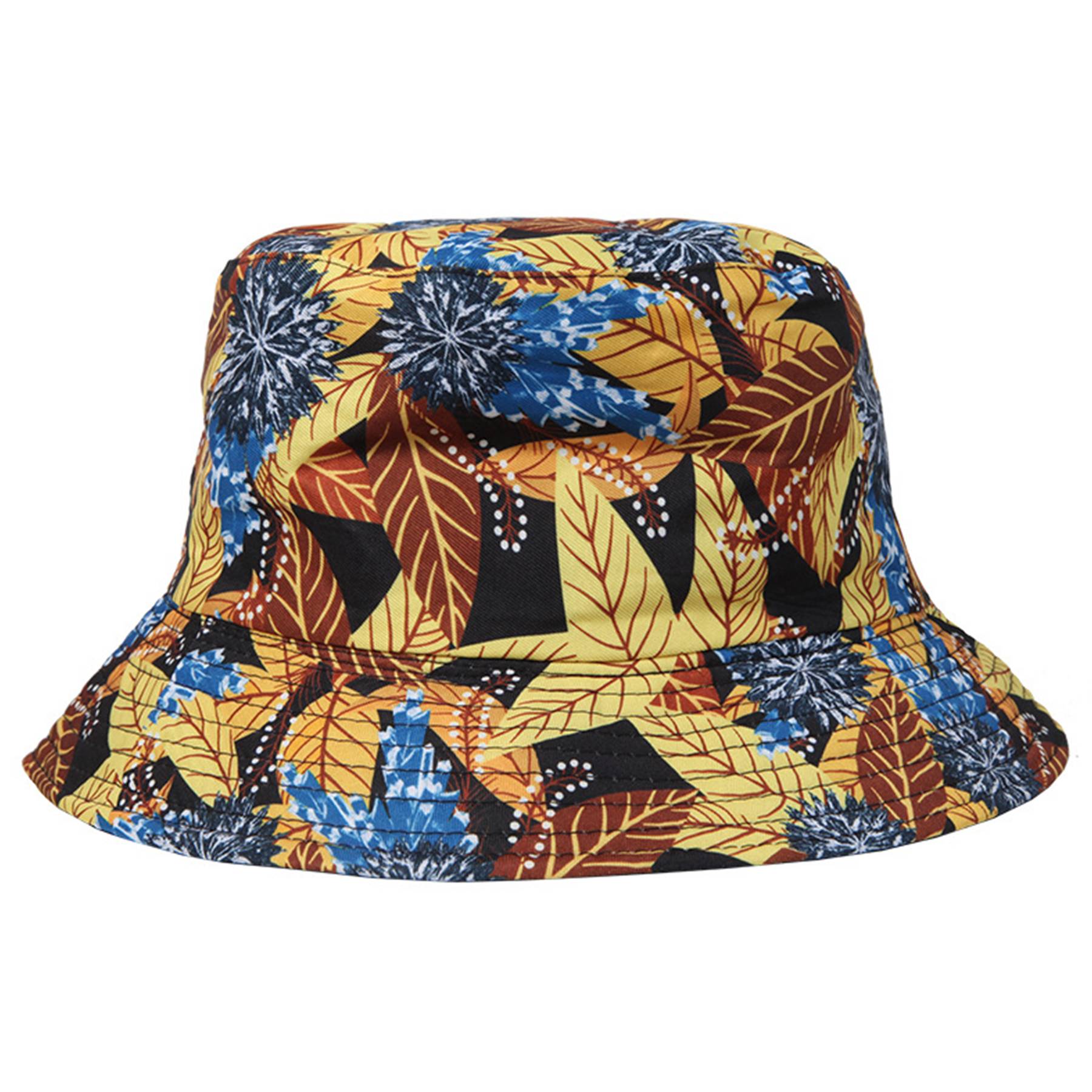 Polyester Bucket hat with tropical foliage pattern 8