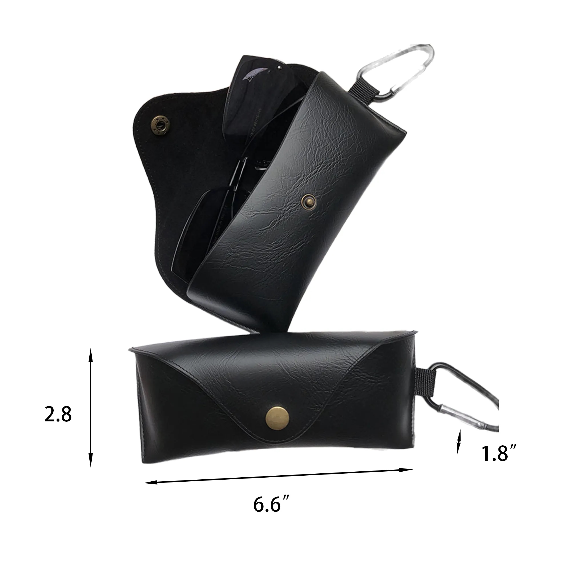 MOQ50 Hook Leather Glasses Case with Snap Button 1