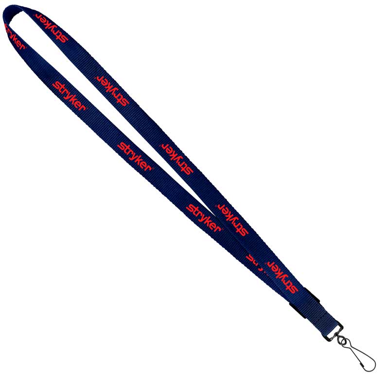 3/4" Original Fast Track Lanyard with Black J-Hook - Navy Blue 2