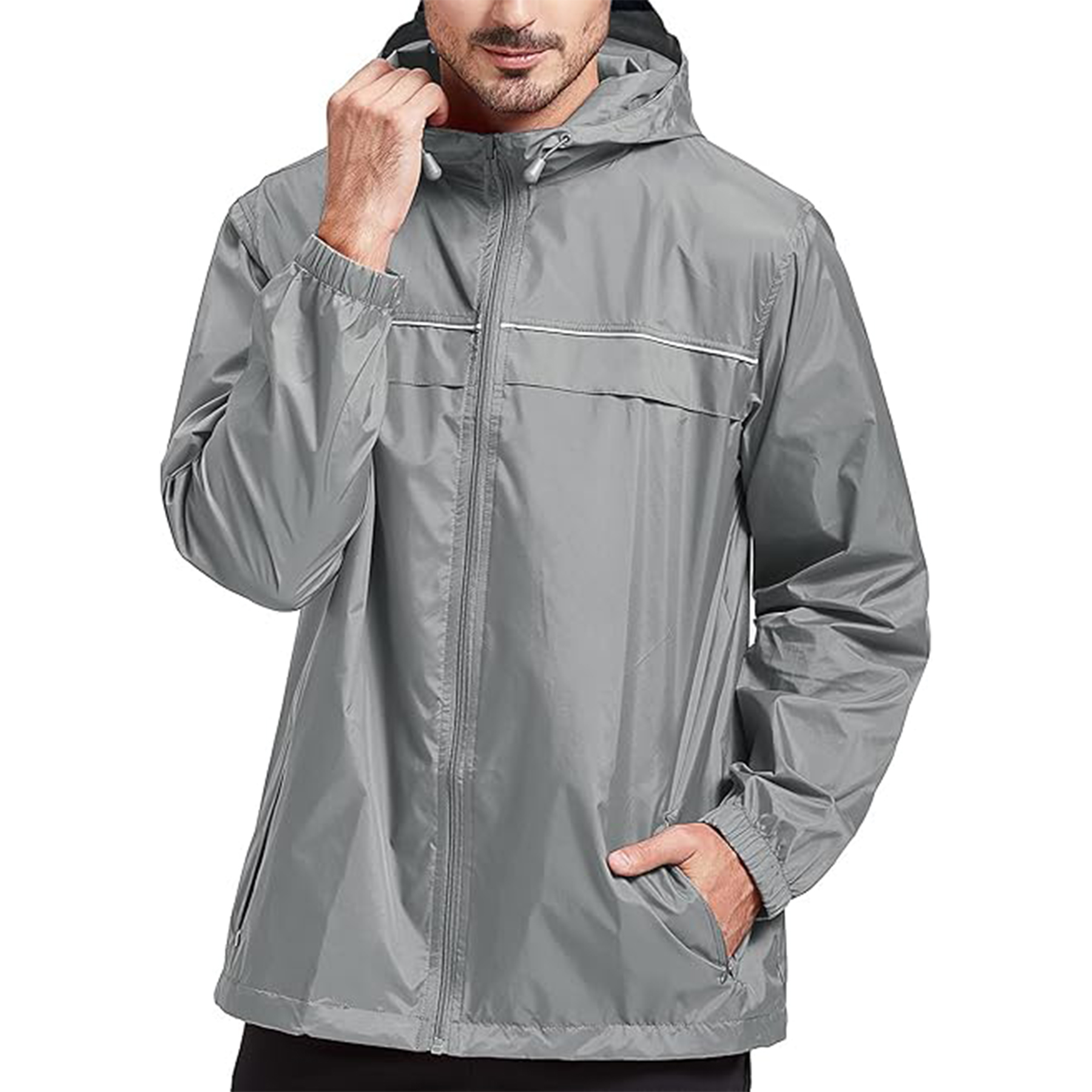 Men Lightweight Hooded Rain Jacket 8