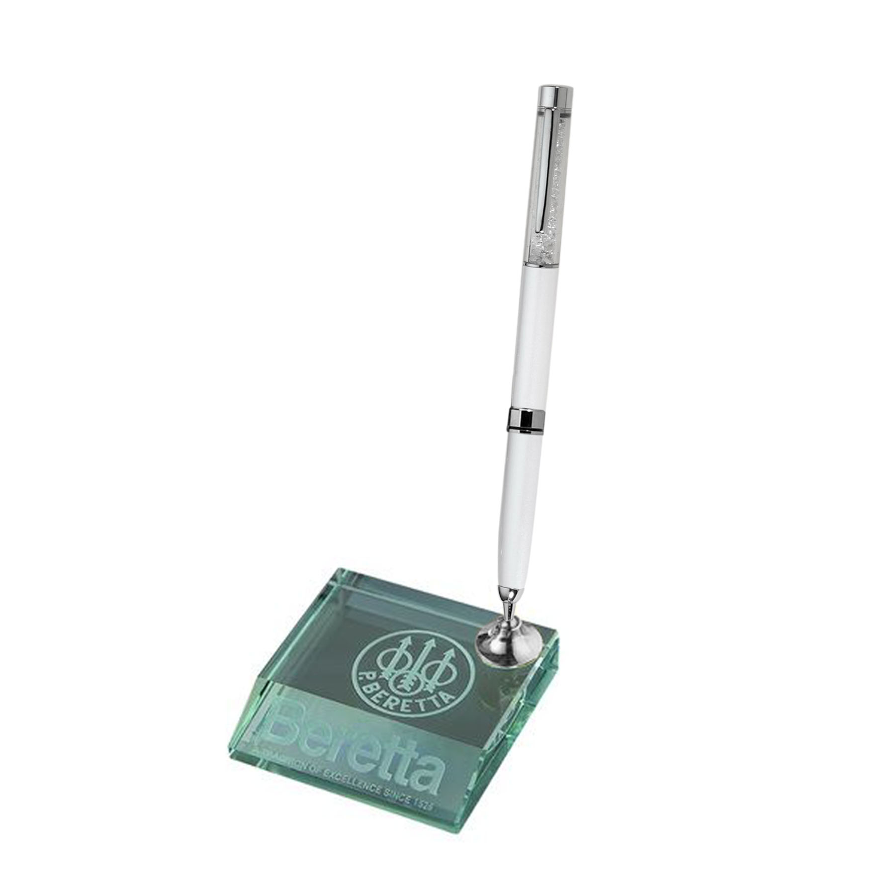 3" Desktop, Award-Jade Glass Pen Set w/ White Ballpoint Pen_D727GA 2