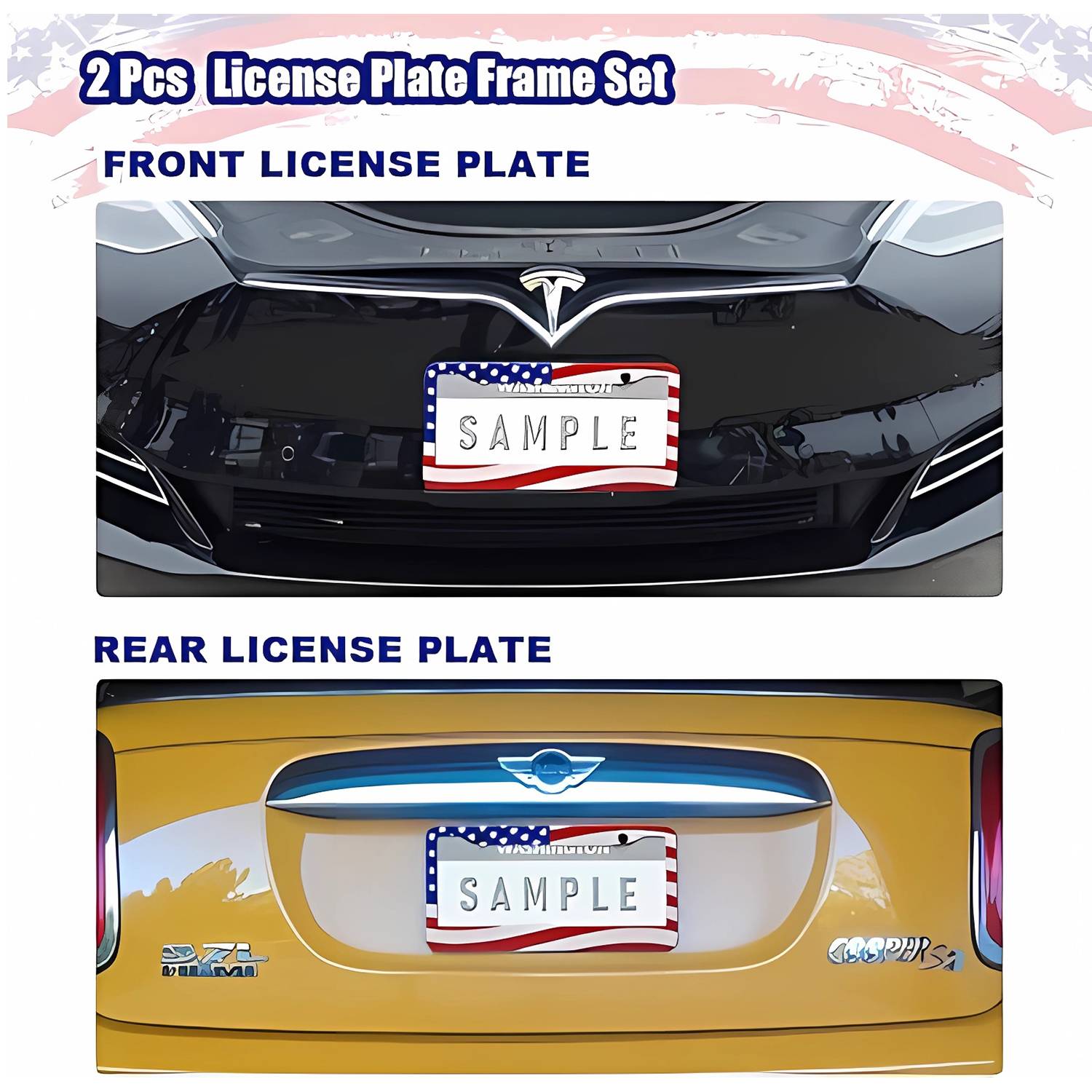 Full View American Flag License Plate Frame 4