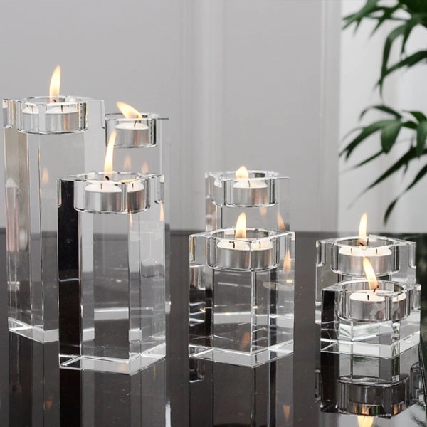 Square Clear Crystal Candle Holder 13