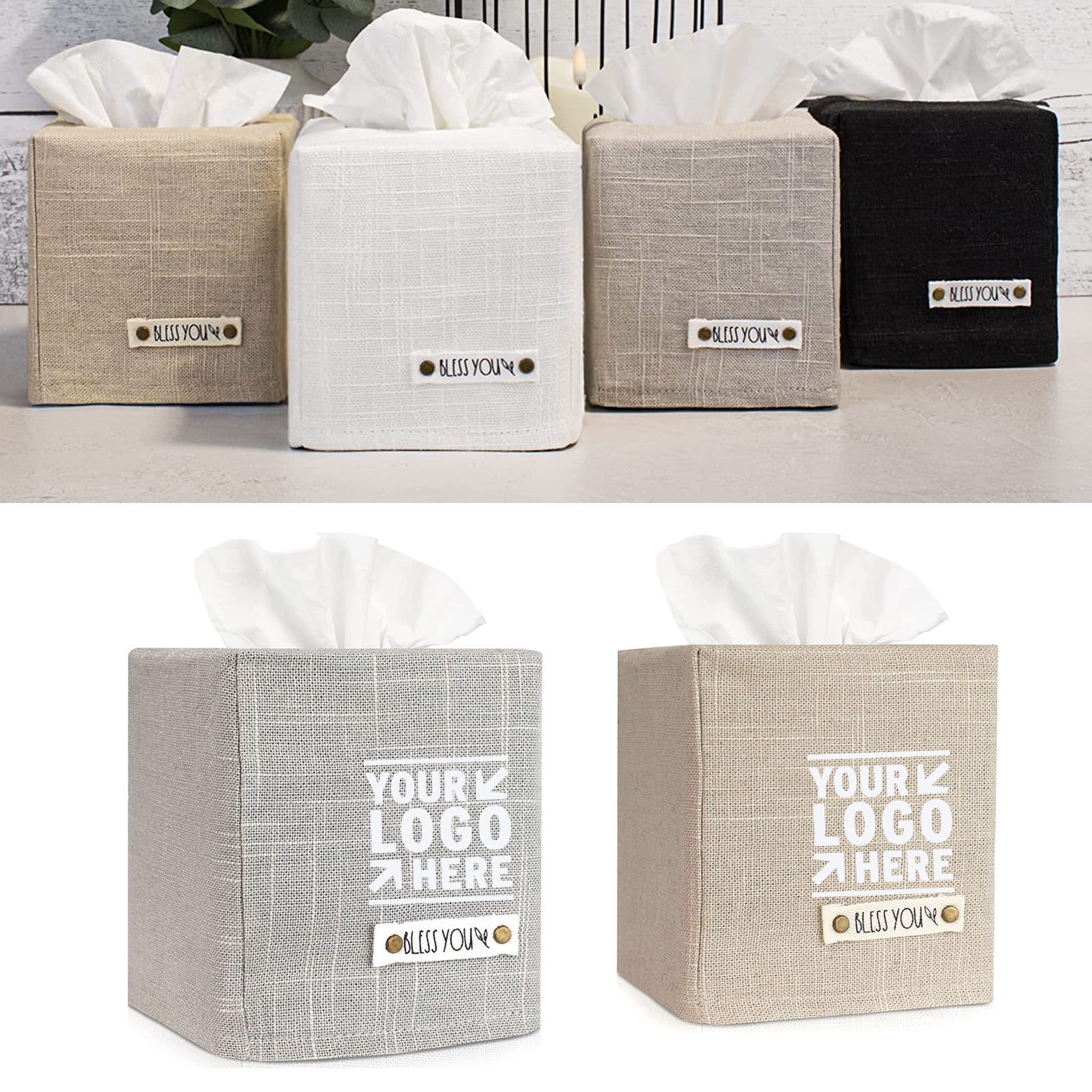 Stylish Linen Tissue Box Cover Holder 1