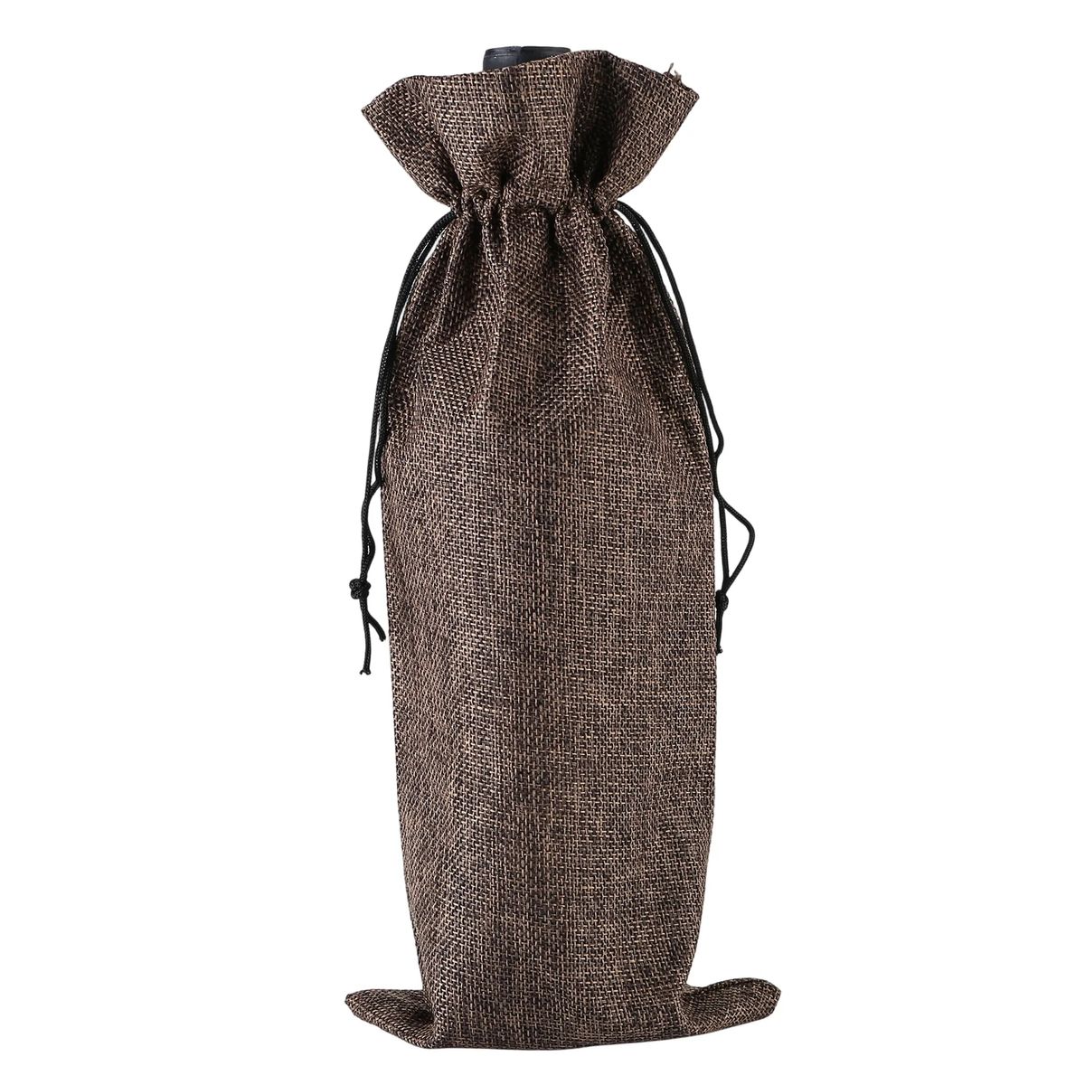 Wine Gift Pouch Burlap Fabric Reusable 10