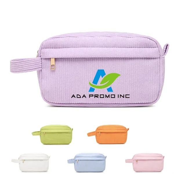 Corduroy Travel Top-Handle Cosmetic Bag