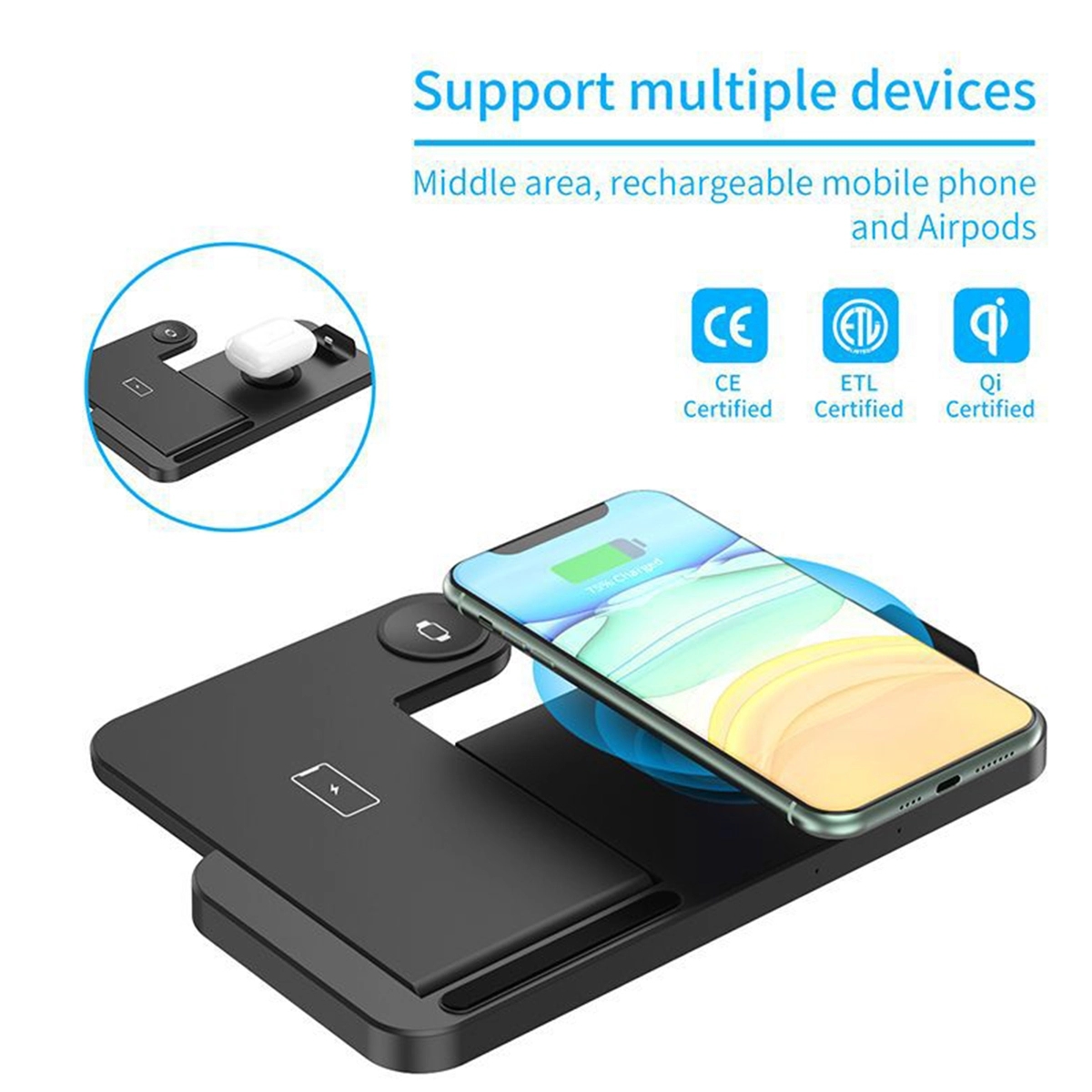 3 In 1 Custom Logo Foldable Wireless Charger 1
