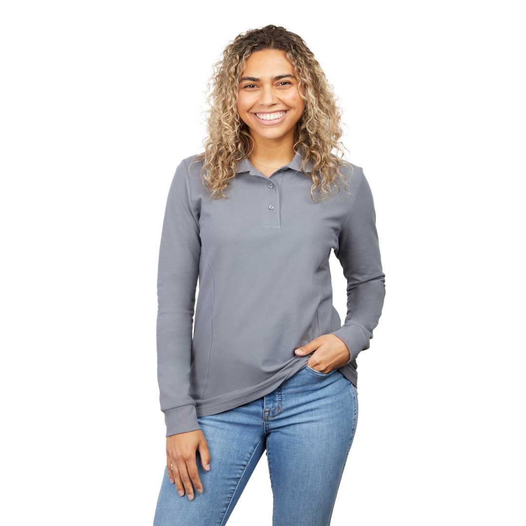 PALO Long Sleeve 100% Cotton Pique Polo - Women's 59