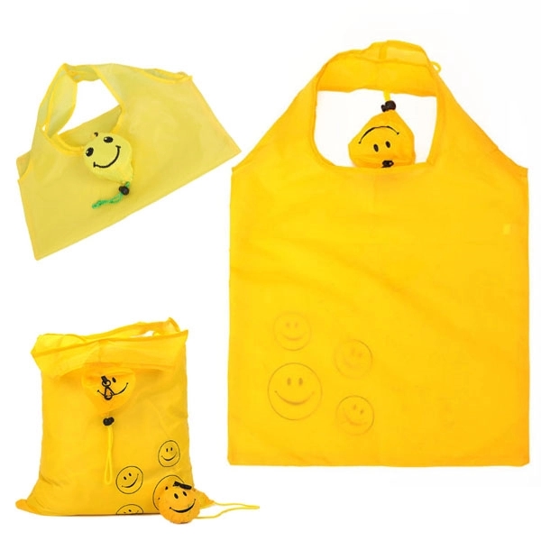 Smile Face Foldable Shopping Tote Bag, custom tote bag with logo imprint 6