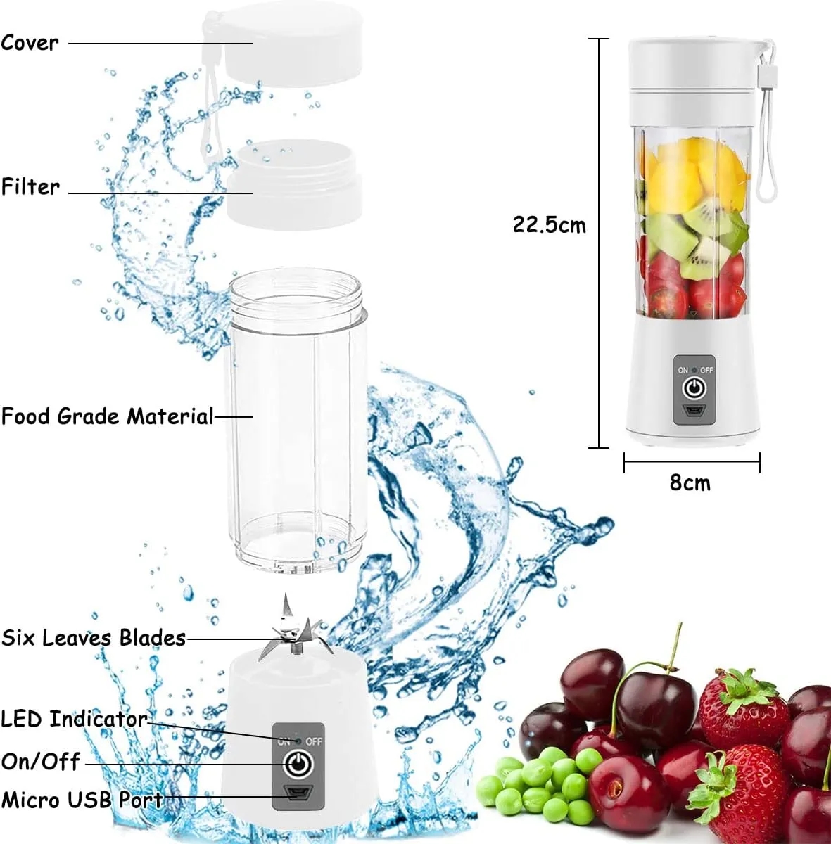 Custom Mini USB Rechargeable Blender For Fruit Smoothies 5