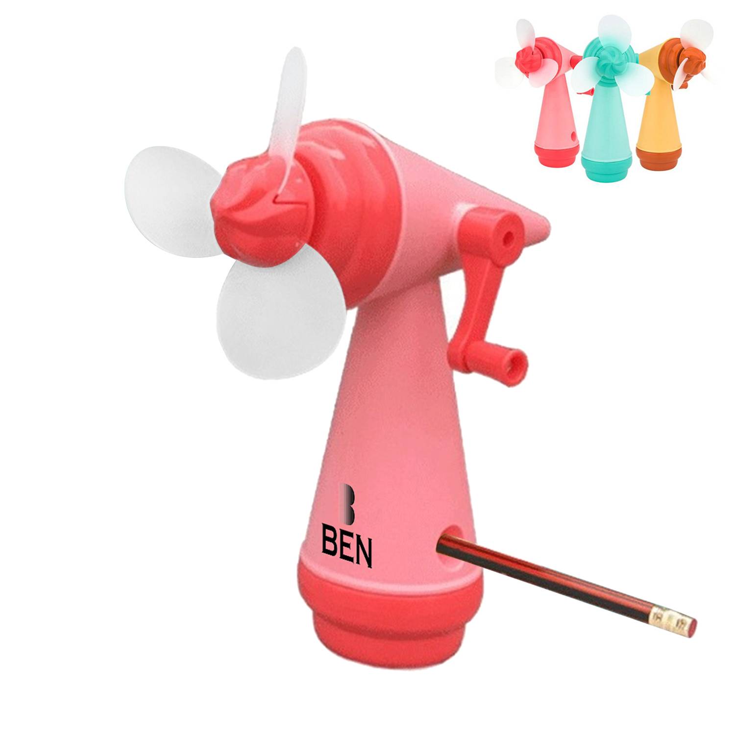 Creative mini hand crank pencil fan