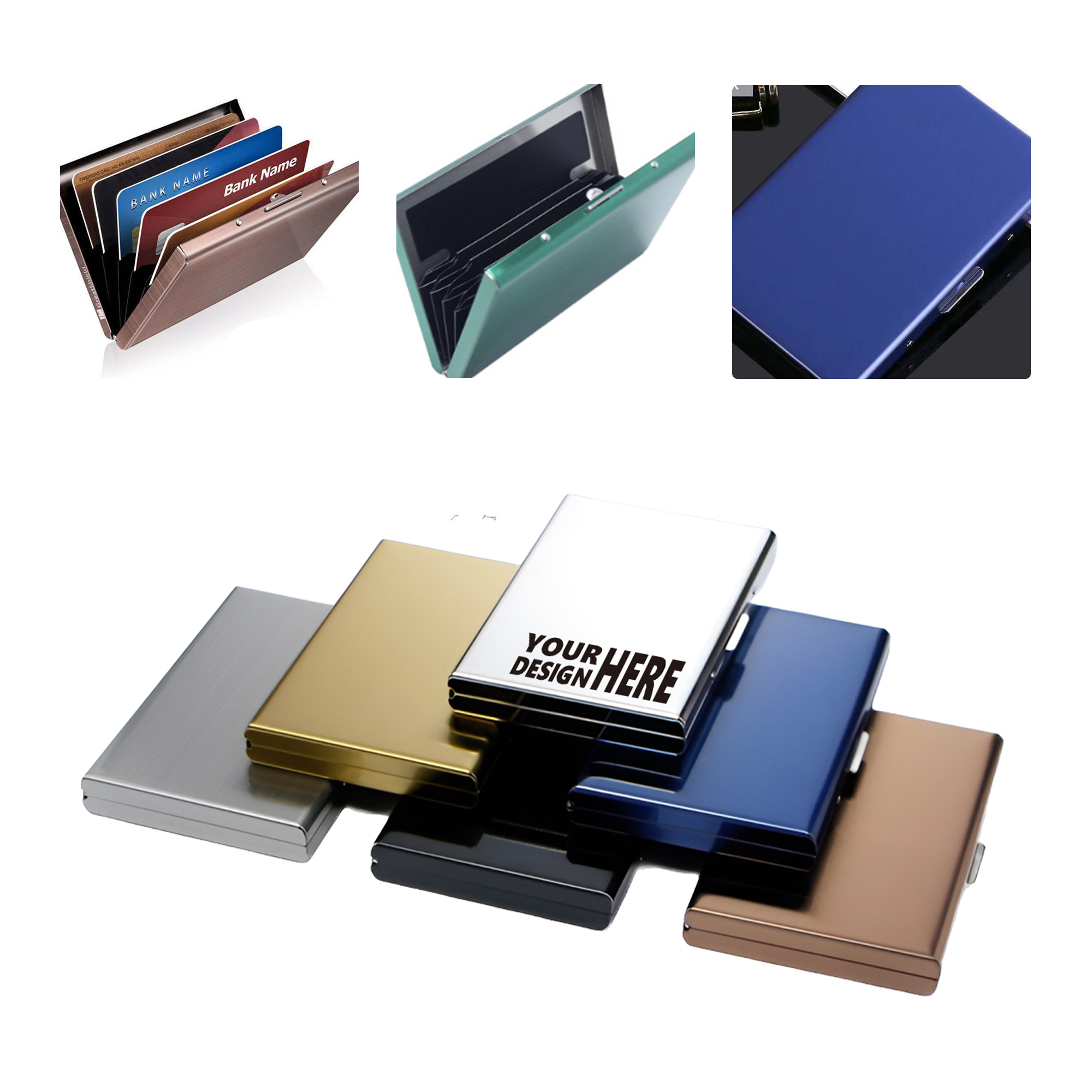MOQ50 Custom Stainless Steel Blocking Card Holder For Security 2