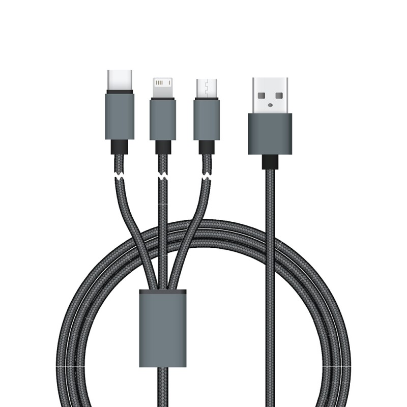 Connect Reach 5ft 3-in-1 Braided Charging Cable 1