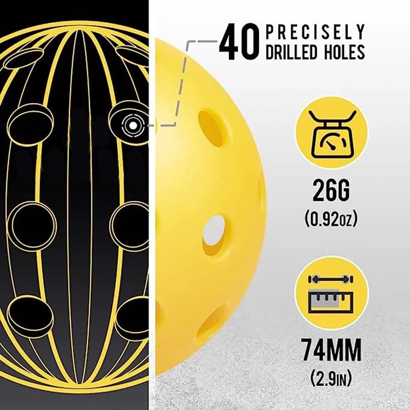 Standard 40-hole game pickleball with 4 pieces 3