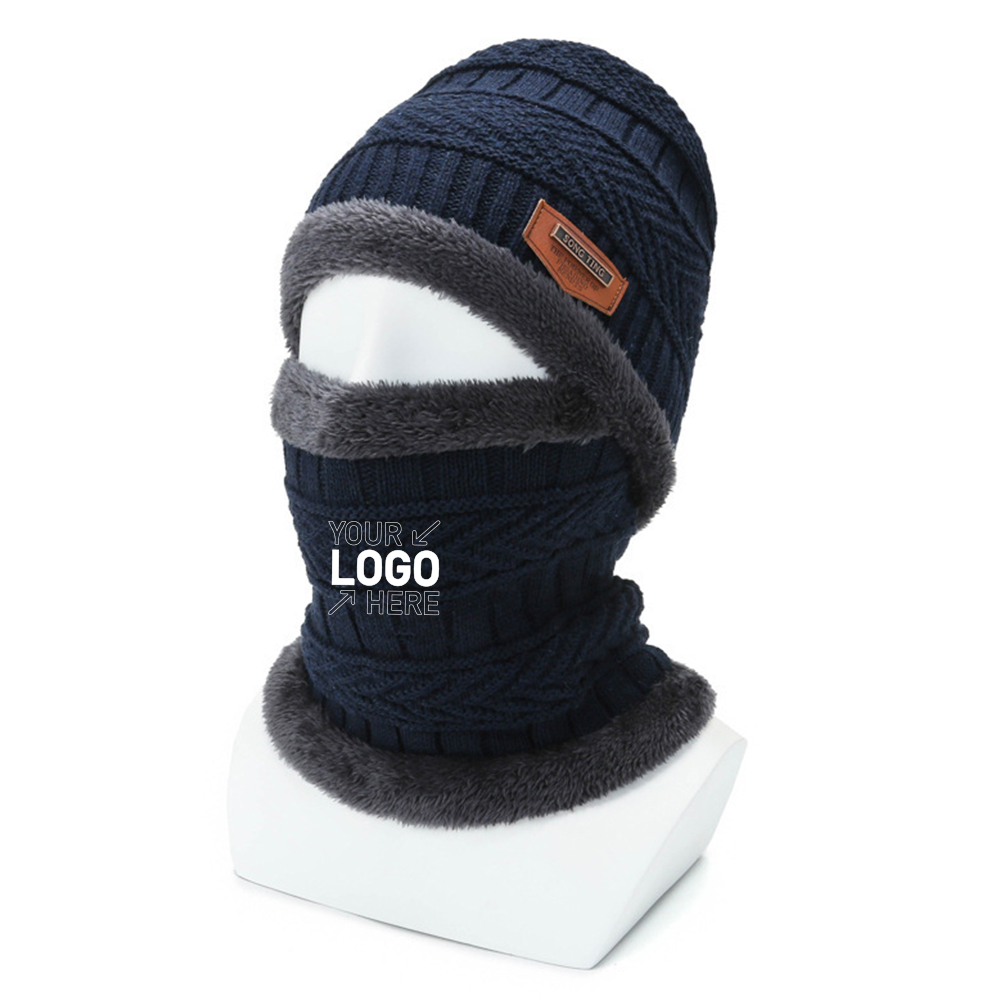 Velvet and thickened woolen hat and neck cover set 4