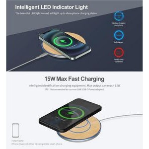 Bamboo Wireless Charger Pad, 15W 4