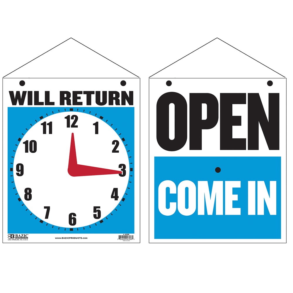 "WILL RETURN" Clock Signs - 7.5" x 9"