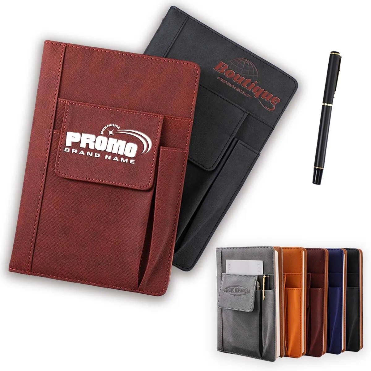 A5 Horizontal Line Hardcover Executive Notebooks w/ Pocket 4