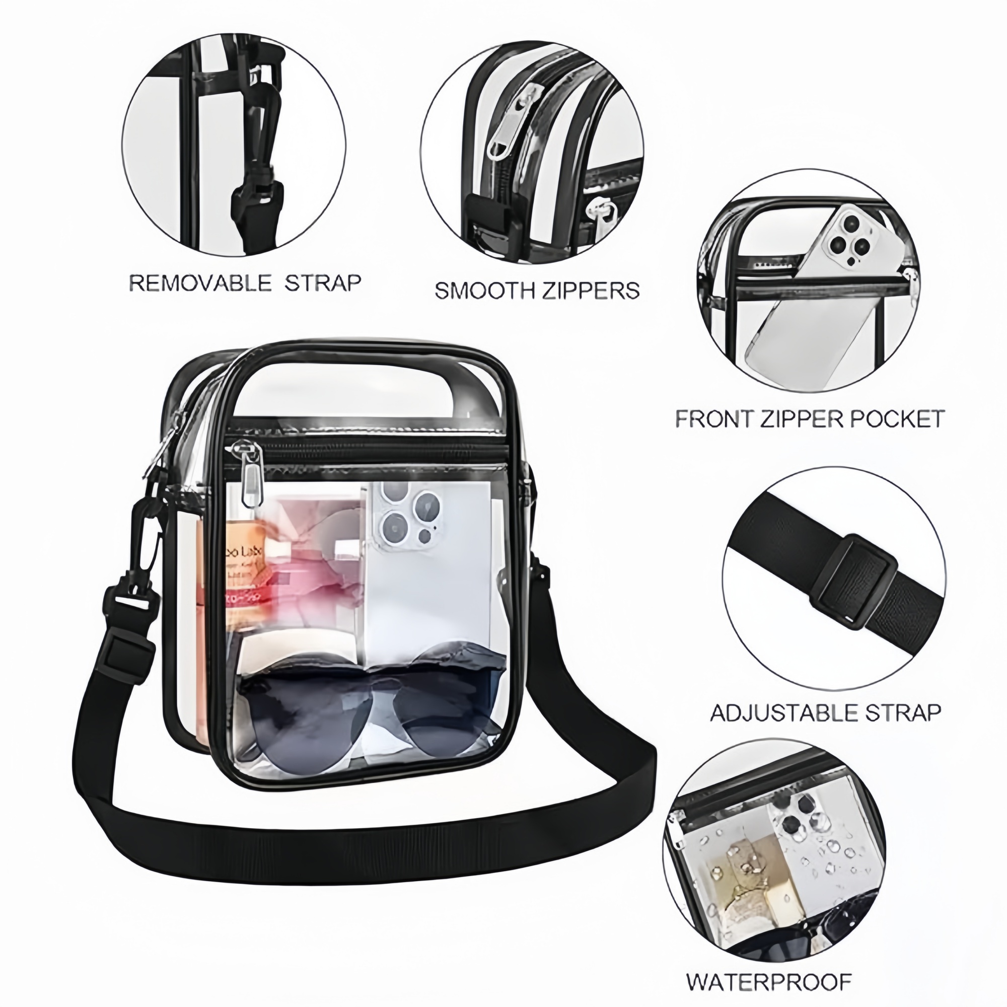 Clear Transparent PVC Crossbody Stadium Bag 2