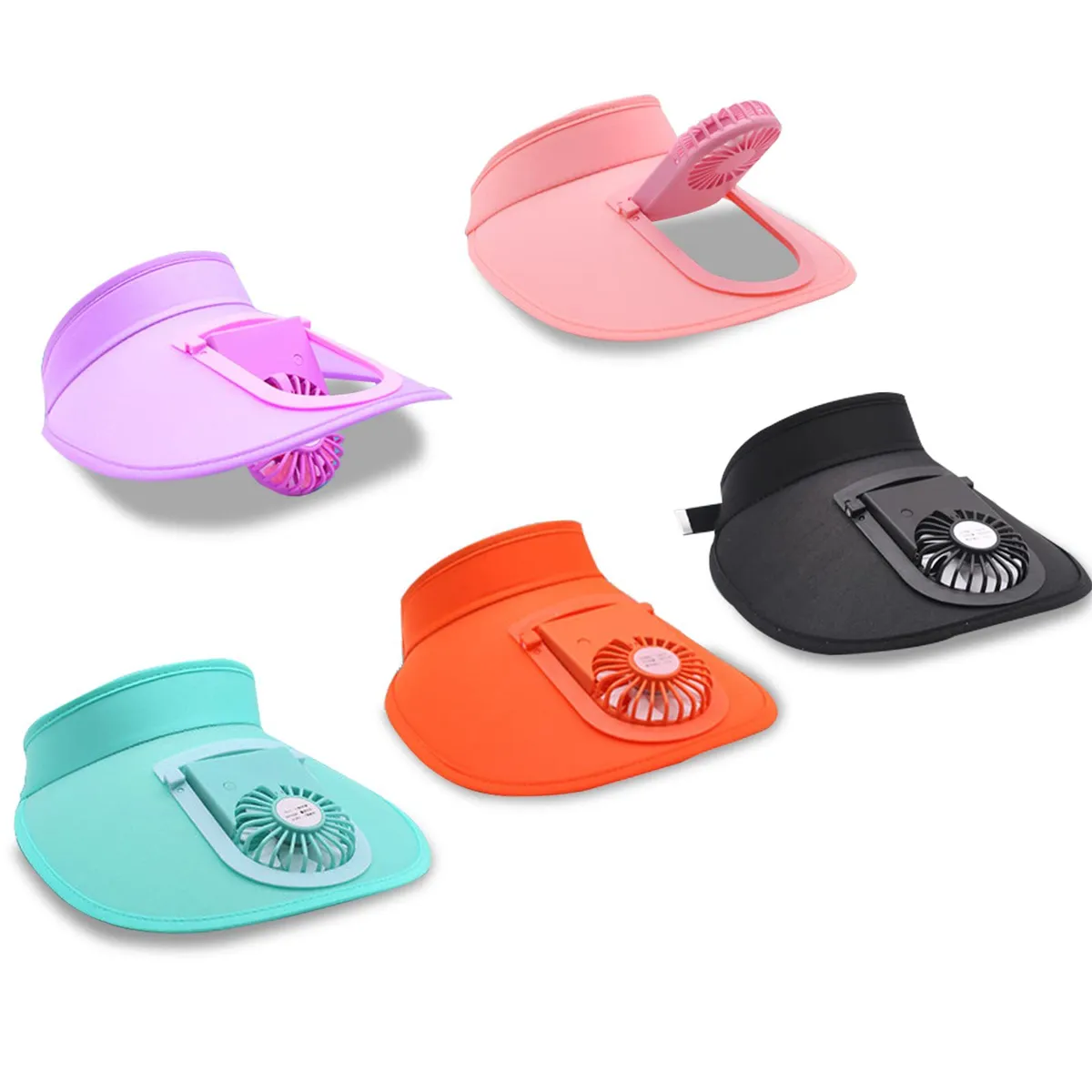 USB Fan Sun Hat Wide Brim Portable Running Visor Cap 1