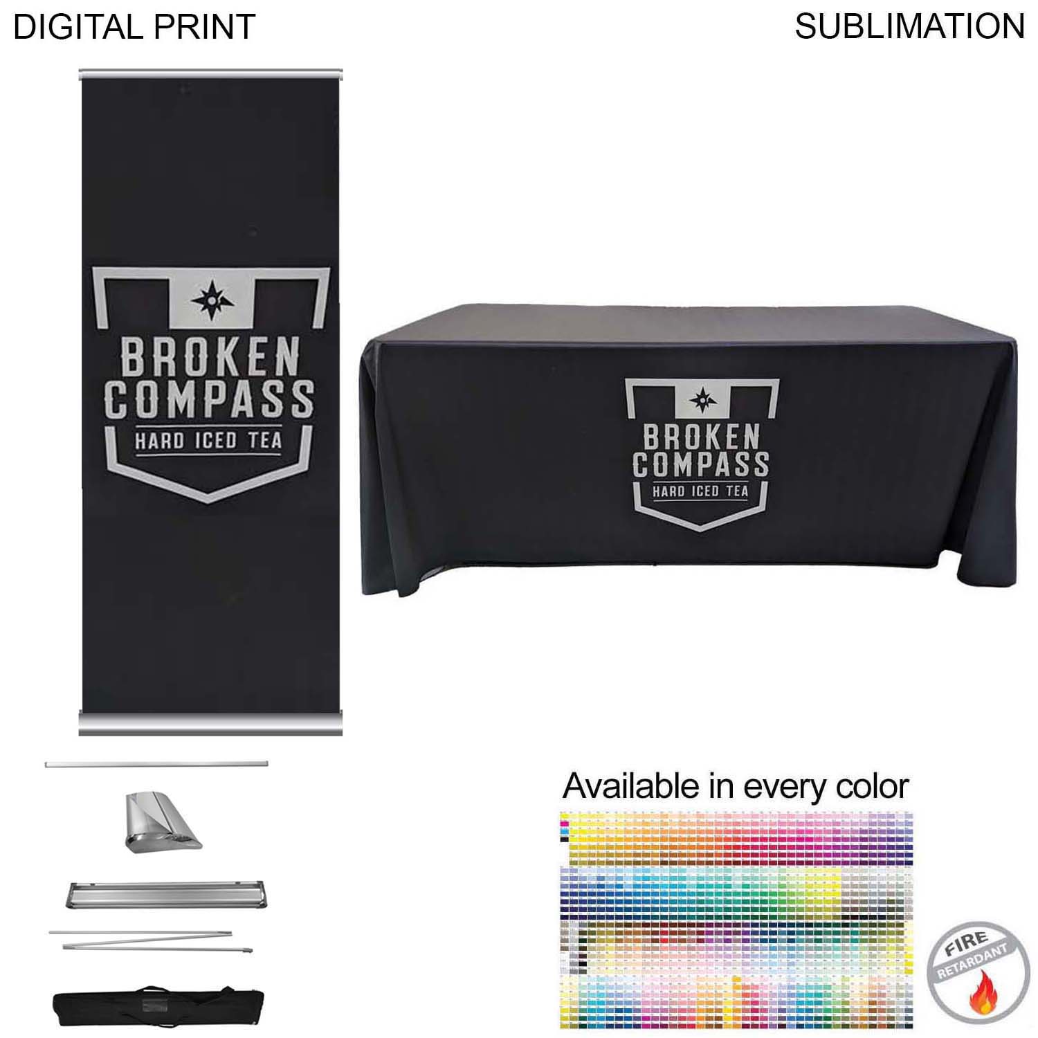 Deluxe Tradeshow Package, Deluxe Retractable Banner + Premium Sublimated tablecloth for 6' table 3