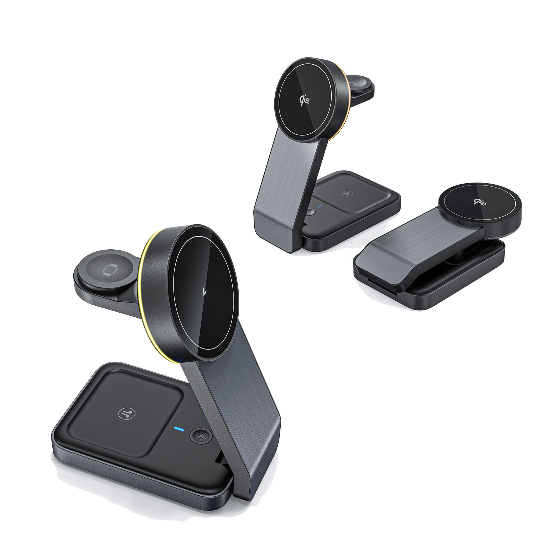 Foldable Magnetic 3 in 1 Wireless Charger W/ Atmosphere Lamp 2