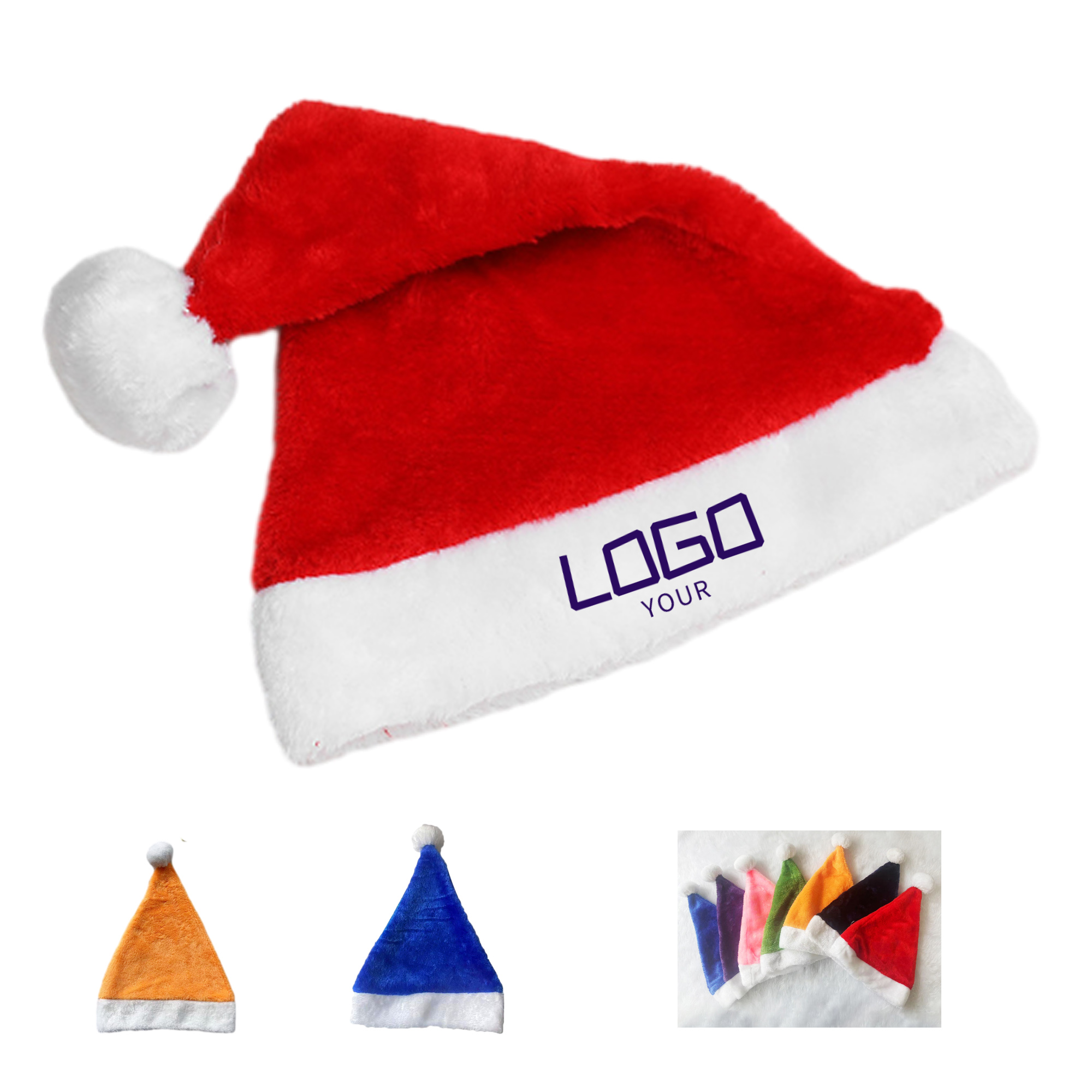 Xmas Santa Hat Adult Sized Plush Christmas Cap 2
