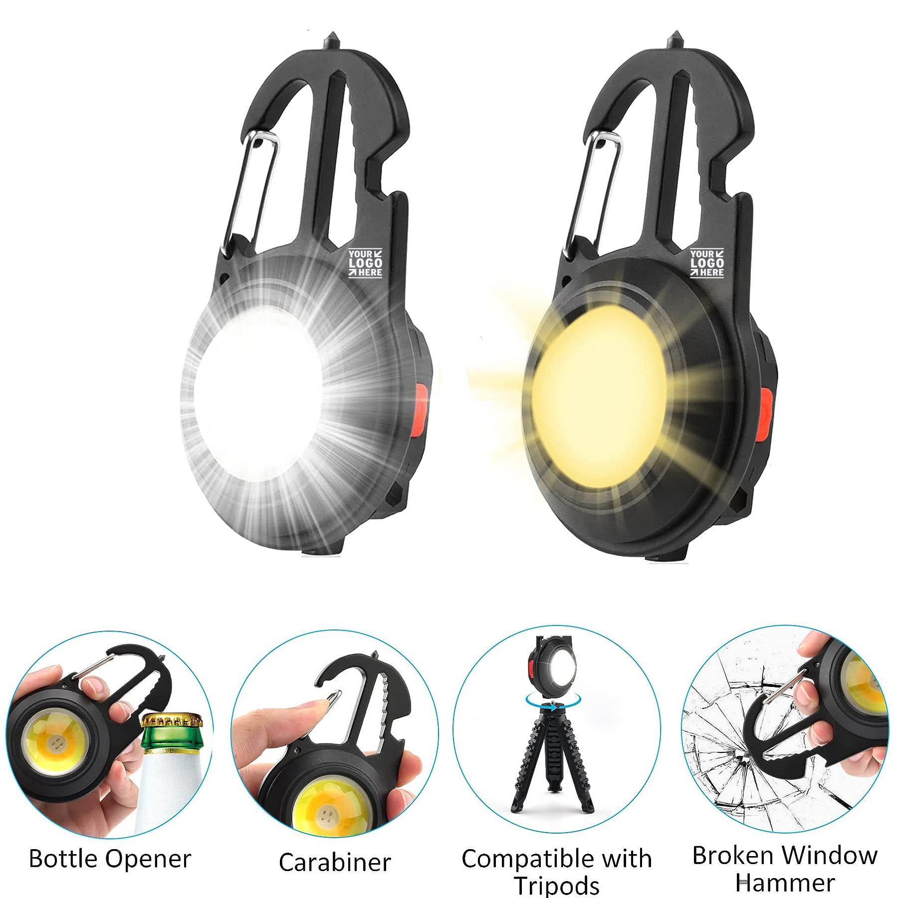 2 Pack 1000 Lumens Portable COB Rechargeable Flashlights Portable Pocket Keychain Work Light
2
