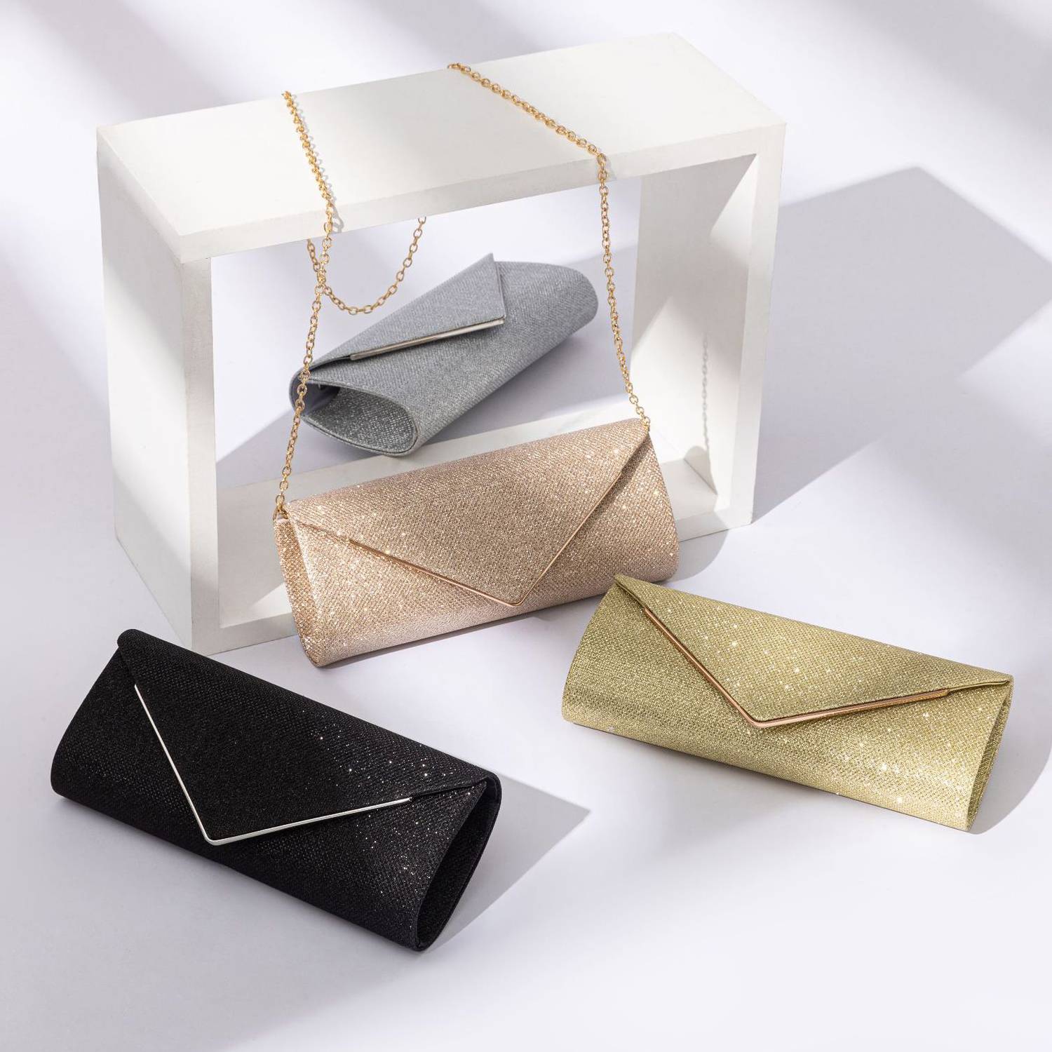 Women's Envelope Clutch Bag with Detachable Chain 6