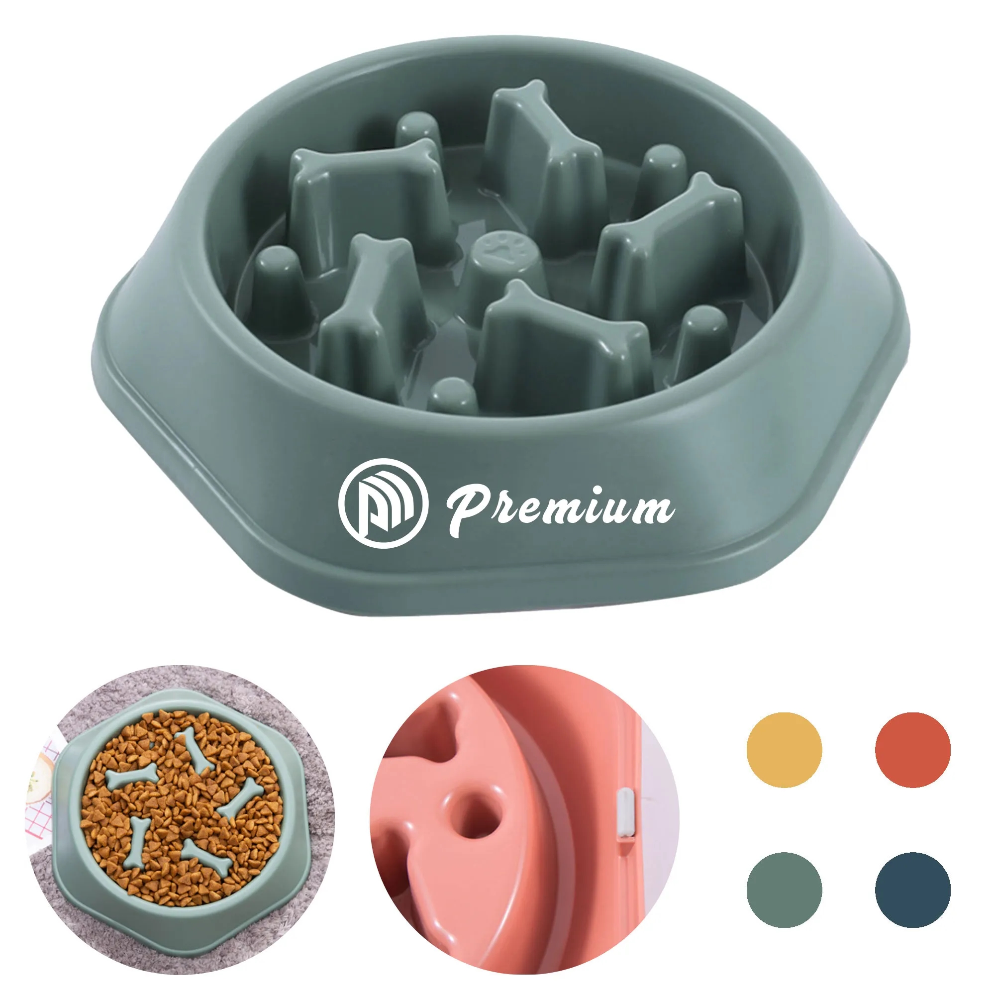 Dog Bowl Slow Feeder Water For Small Medium Puppy 4