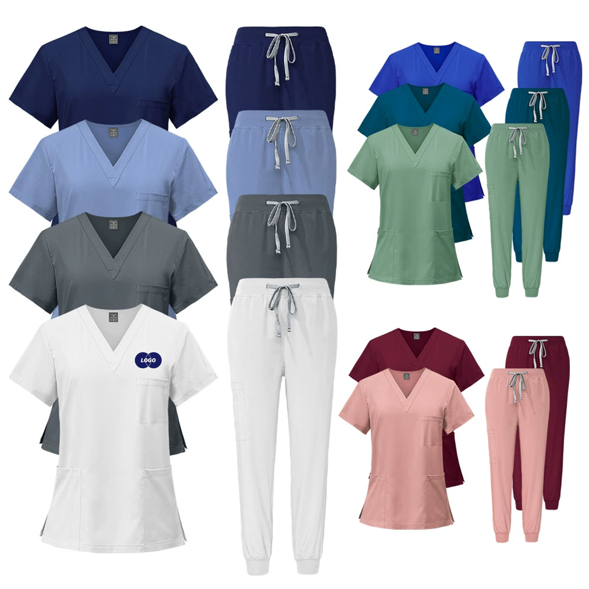MOQ10 Medical Scrub Set with Straight Pocket Design 1